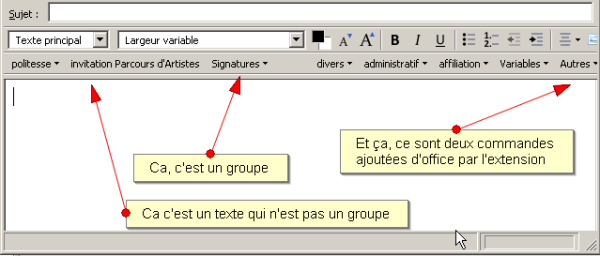 Modèles et groupes de texte à insérer rapidement dans un mail avec quicktext